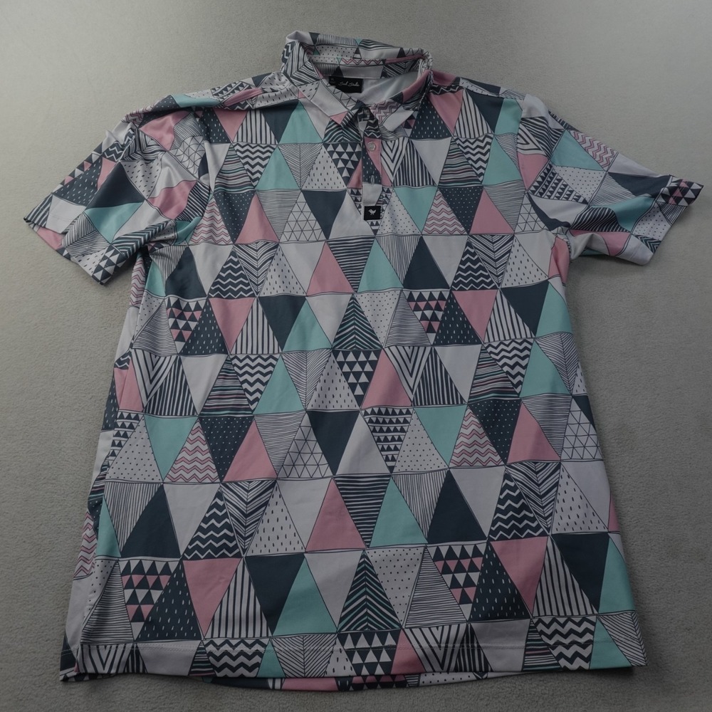 Bad Birdie Golf Polo Mens XL Geometric Print Performance Stretch Shirt